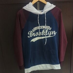 Women's Ardene Brooklyn Blue &  Burgundy Hoodie Size M In Good Condition